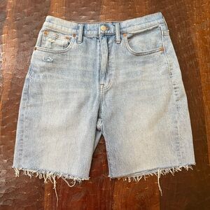 Madewell Light Blue Frayed Hem Jean Shorts